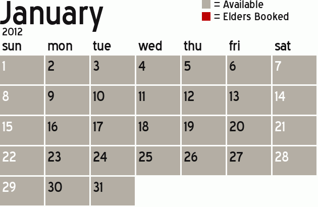 Missionary Dinner Calendar