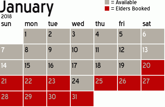 Missionary Dinner Calendar