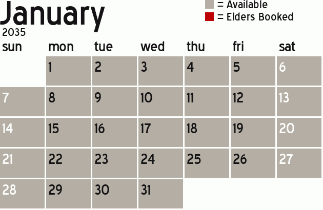 Missionary Dinner Calendar