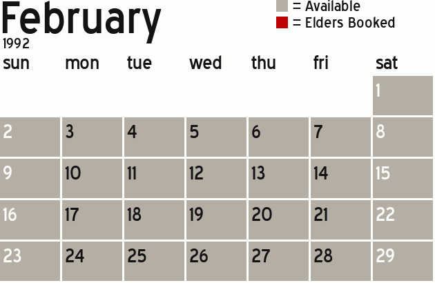 Missionary Dinner Calendar