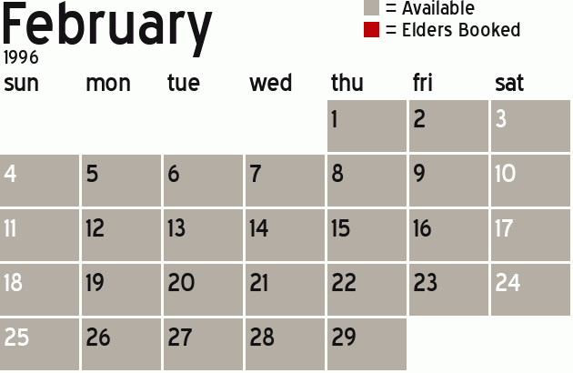 Missionary Dinner Calendar
