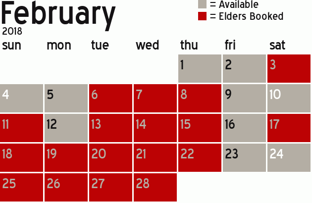 Missionary Dinner Calendar