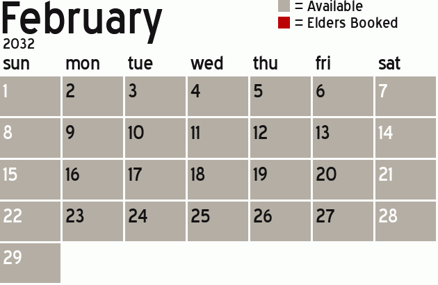 Missionary Dinner Calendar