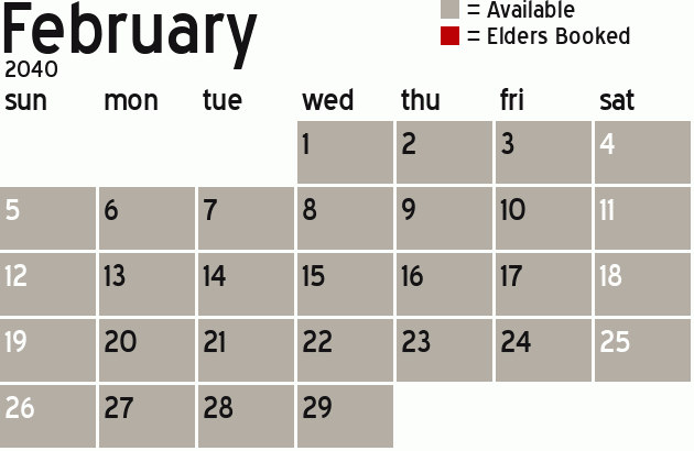 Missionary Dinner Calendar