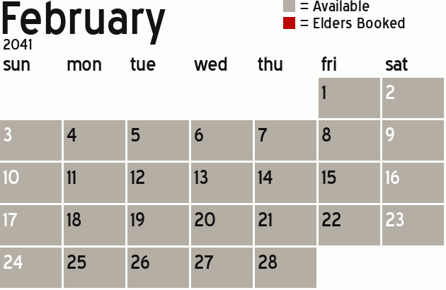Missionary Dinner Calendar