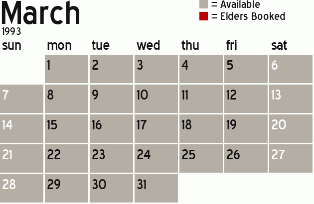 Missionary Dinner Calendar