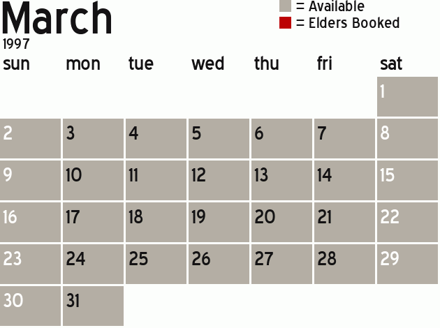 Missionary Dinner Calendar