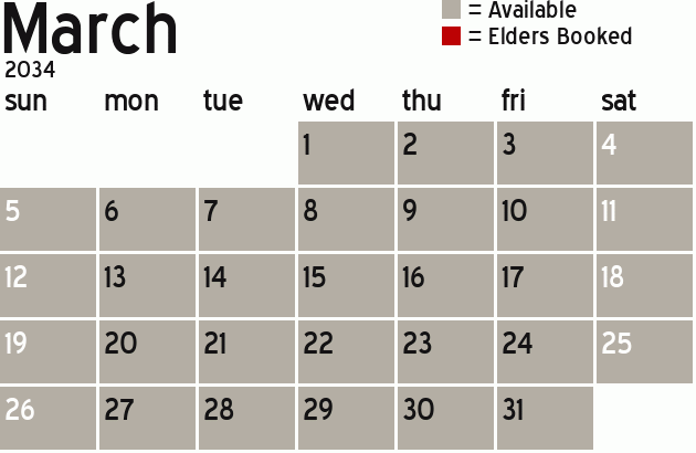 Missionary Dinner Calendar