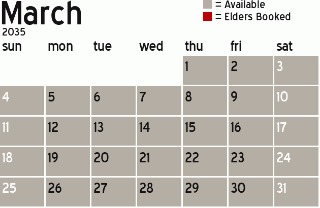 Missionary Dinner Calendar
