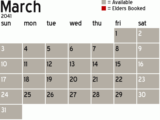 Missionary Dinner Calendar