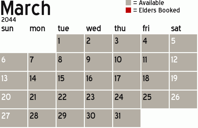 Missionary Dinner Calendar