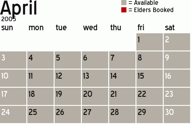 Missionary Dinner Calendar
