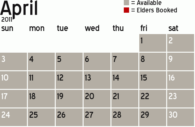 Missionary Dinner Calendar