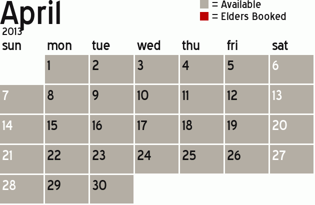 Missionary Dinner Calendar