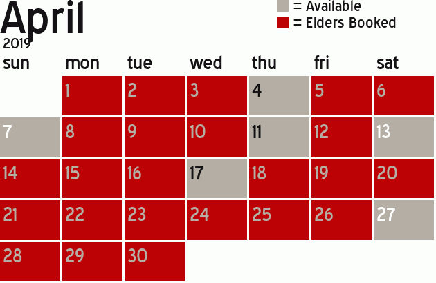 Missionary Dinner Calendar