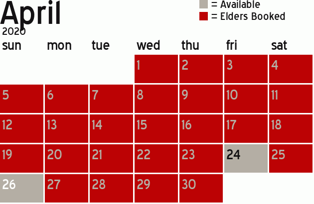 Missionary Dinner Calendar