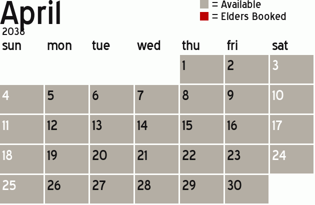 Missionary Dinner Calendar