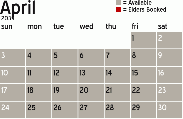 Missionary Dinner Calendar