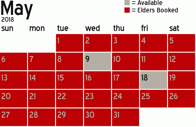Missionary Dinner Calendar