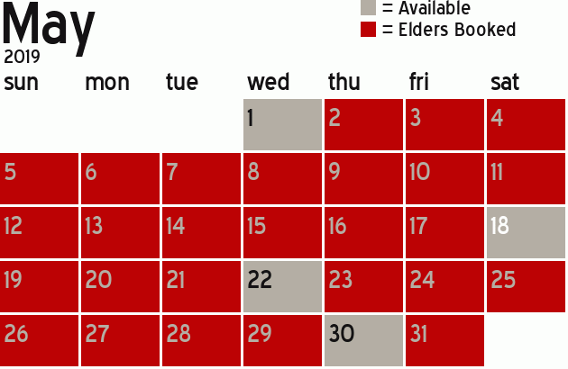 Missionary Dinner Calendar