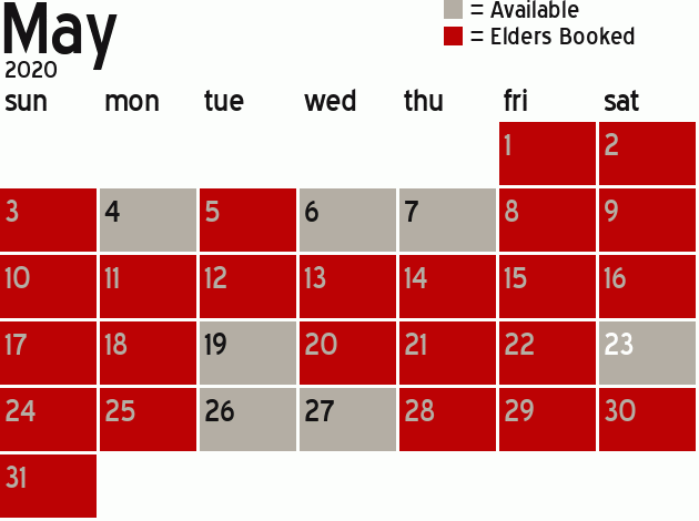 Missionary Dinner Calendar
