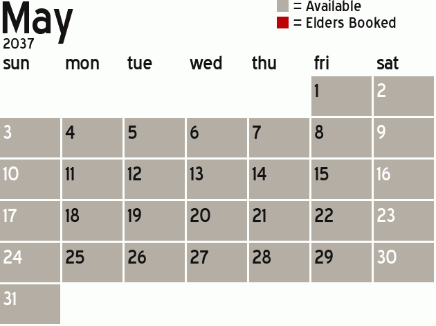 Missionary Dinner Calendar