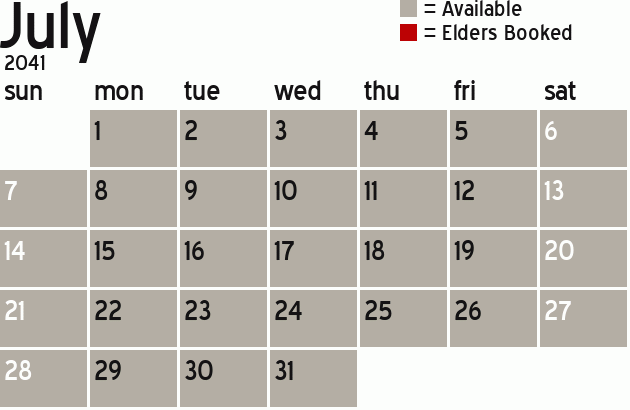 Missionary Dinner Calendar