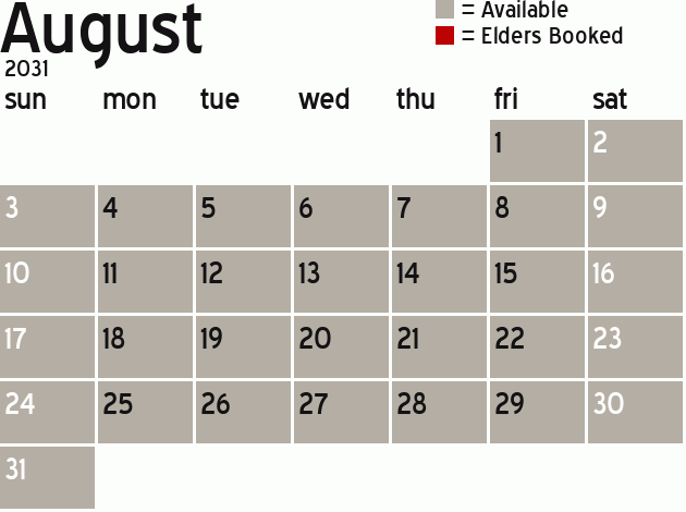Missionary Dinner Calendar