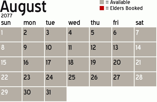 Missionary Dinner Calendar
