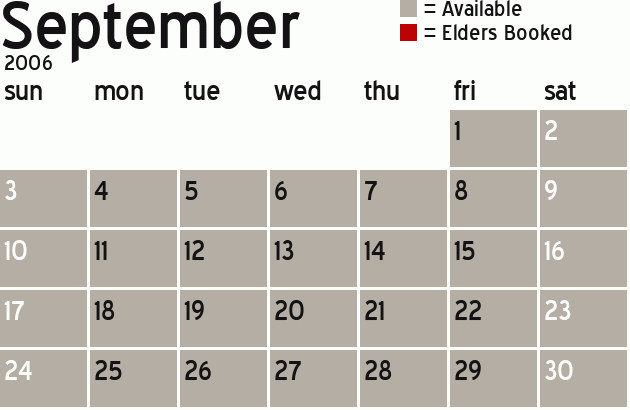 Missionary Dinner Calendar