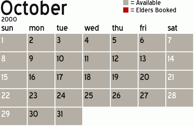 Missionary Dinner Calendar