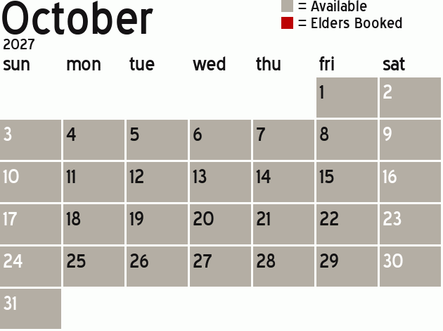 Missionary Dinner Calendar