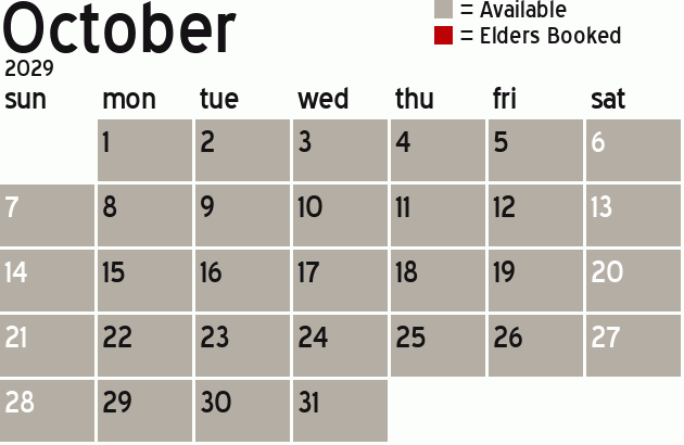 Missionary Dinner Calendar