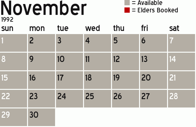 Missionary Dinner Calendar