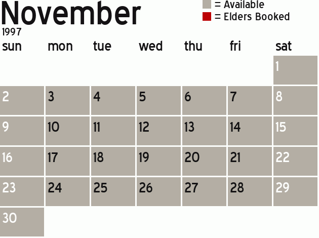 Missionary Dinner Calendar