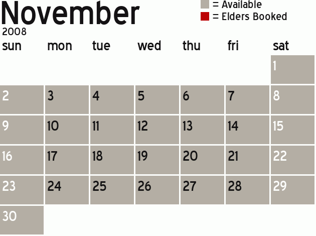 Missionary Dinner Calendar