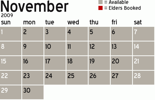 Missionary Dinner Calendar
