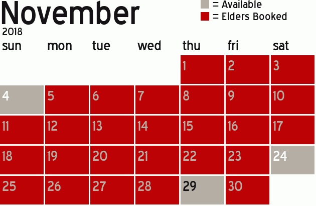 Missionary Dinner Calendar